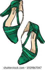 Vector color illustration with vintage antique retro shoes