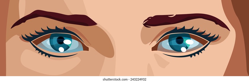 vector color illustration of a women eyes. Simple gradients only, no gradient mesh.
