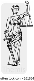 Vector color image of an ancient Greek goddess Themis.