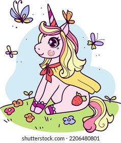 vector color image of a cute unicorn
