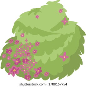 vector color image of a green shrub with flowers