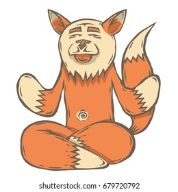 Vector color image isolated character animal surfer fox