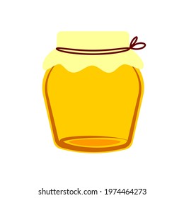 vector color image of a jar with honey in yellow warm color isolated on white background