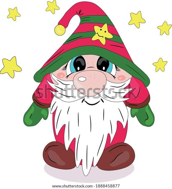 Vector Color Image Old Man Gnome Stock Vector (Royalty Free) 1888458877 ...