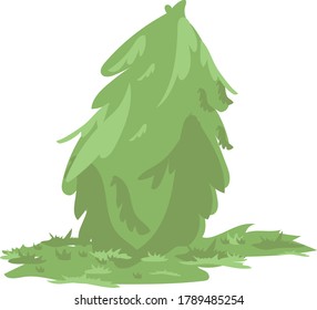 vector color image of a small Bush standing on the grass