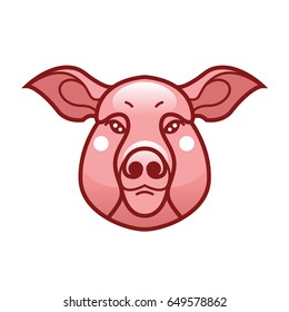 vector color image of swine or pig head - mascot emblem