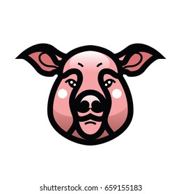 vector color image of swine or pig head - mascot emblem