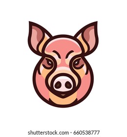 vector color image of swine or pig head - mascot emblem