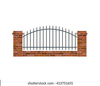 Vector Color Isolated Illustration Of Classic Brick Fence
