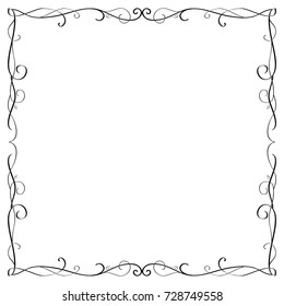 Vector color isolated image on white background. Frame in the form of curls and bends. Classic style.Square.