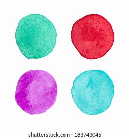 Vector Color Isolated Watercolor Circles Set