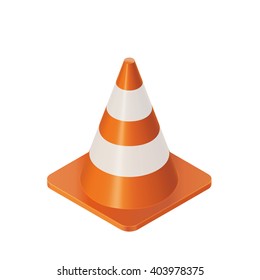 Vector Color Isometric Illustration  Of Orange Traffic Cones Barrier