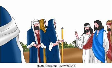 Vector color of Jesus and disciple, Easter background.