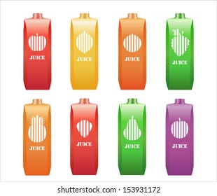 Vector color juice packs on white background