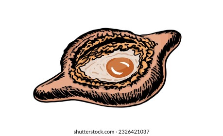 Vektorfarbenkhachapuri einzeln auf Weiß, Lebensmittelgrafik