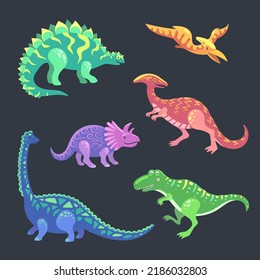 Vector Color Kid Dinosaur Set