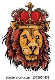 Vector Color King Lion Illustration on white background