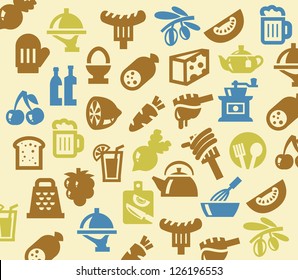vector color kitchen icons set on white