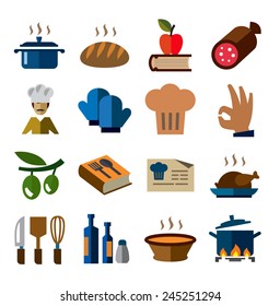 vector color kitchen icons set on white