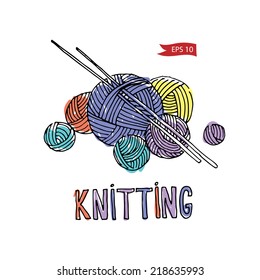 Vector color knitting equipment illustration