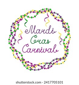 Vektorfarbenprägung für Mardi Gras Carnival.Mardi Gras Party Design. Sammlung französischer traditioneller Mardi-Gras-Symbole. Bild der Maske, Perlen, Federn und Hüte des Urlaubs.
