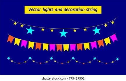 Vector color lights and decoration string