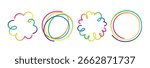 Vector Color Line Shape Frames. Hand-Drawn Sketch Gradient Borders on a White Background. Abstract Circle Funny Kid Frames.