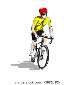 Vector color line sketch cyclist