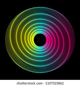 Vector color  lines design element. Colored circle of woven lines.