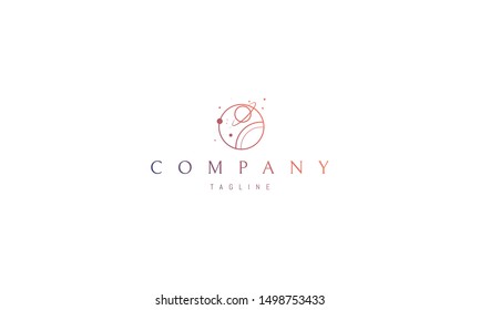 Vector color logo with abstract image of space and planets.
