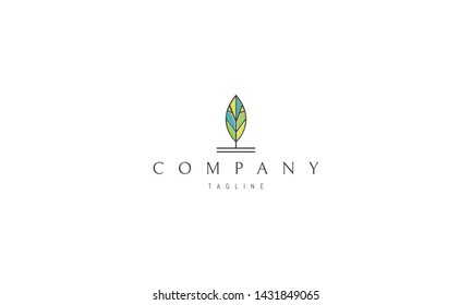 Vector color logo on which the abstract image of a leaf in the form of a tree.