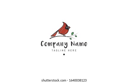 Vector color logo on which an abstract image of a red cardinal bird.