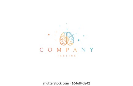 Vector color logo on which an abstract image of the brain in the form of a tree.