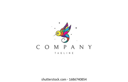 Vector color logo on which an abstract image of a hummingbird.