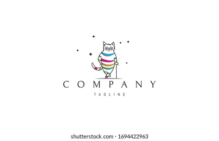 Vector color logo on which an abstract image of a funny tabby cat.