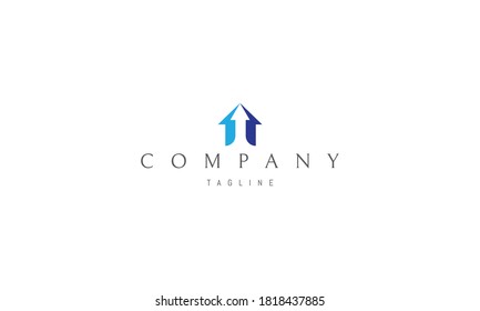 Logotipo de color vectorial en el que una imagen abstracta de una casa compuesta por tres flechas hacia arriba.