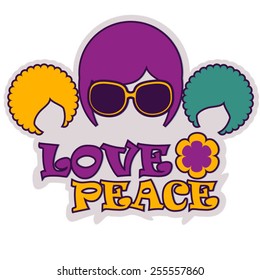 vector color logo with three hippie