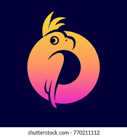 Vector color logo Zoo, pet shop Parrot
