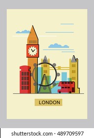 vector color london icon on beige background