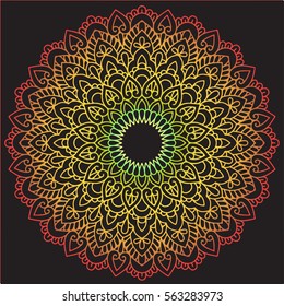 Vector color mandala. Decor for your design, lace ornament. Round pattern, oriental style