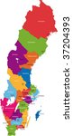 Vector color map of administrative divisions of Sweden