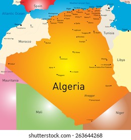 Vector color map of Algeria 