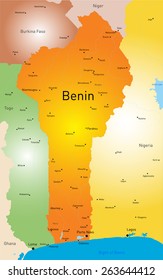 Vector color map of Benin