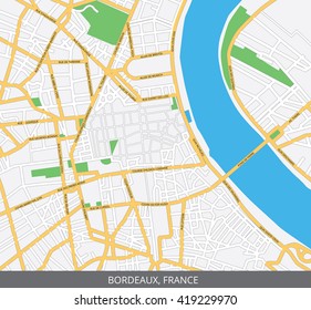 Vector color map of Bordeaux, France. All objects are located on separate layers. Elements of this image are furnished by NASA.