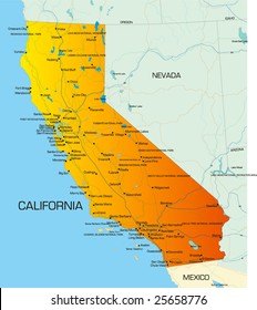 vector color map of California  state of usa