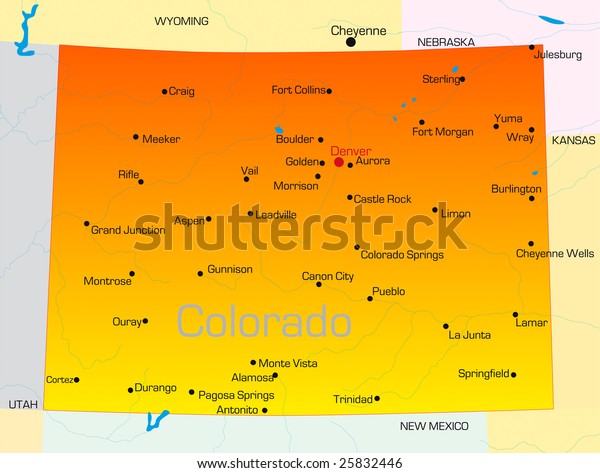 Vector Color Map Of Colorado State Usa 0270