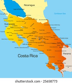 Vector color map of Costa Rica country