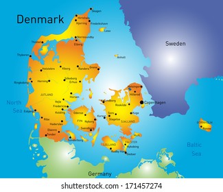 Vector color map of Denmark country