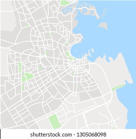 Vector color map of  Doha, Qatar. City Plan of Doha. Vector illustration