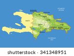 Vector color map of Dominican Republic with capital Santo Domingo, important cities and roads. All objects are located on separate layers.